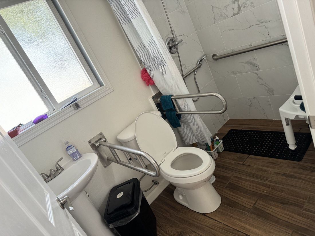 Safe, accessible bathroom with grab bars